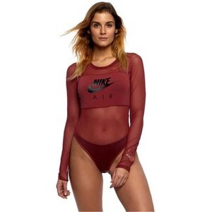 Nike Air Dark Coral Long Sleeve Mesh Bodysuit